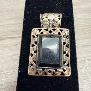 Elegant Black and Sterling Silver Pendant .925